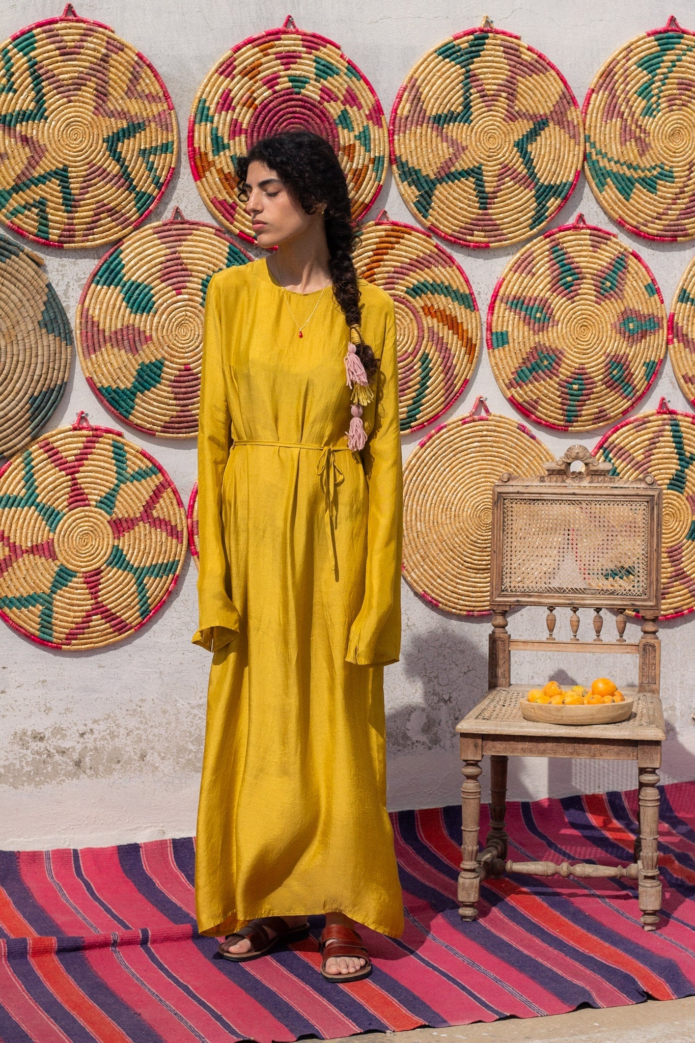 Dalia hand-woven silk dress (honey)