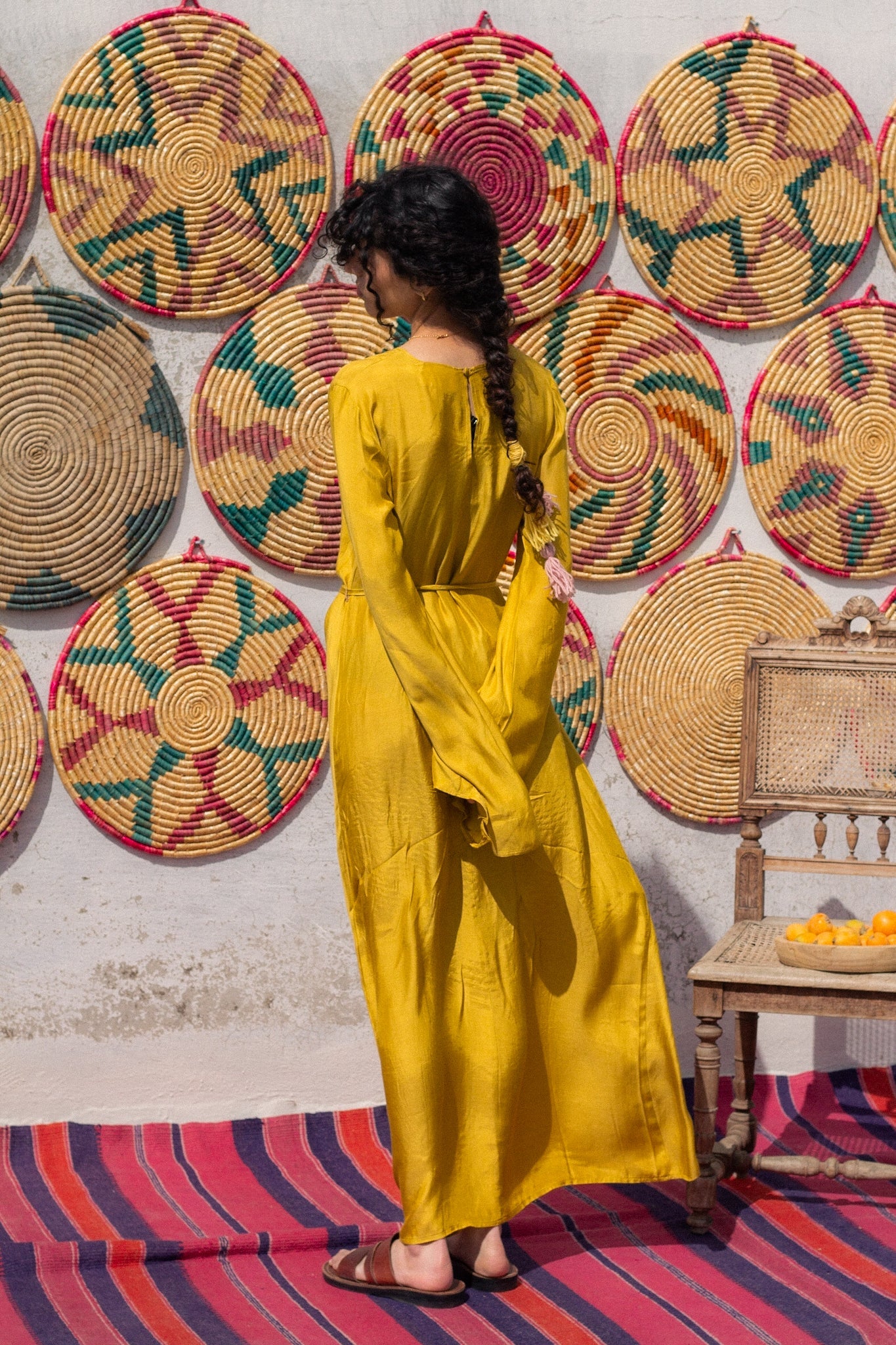 Dalia hand-woven silk dress (honey)