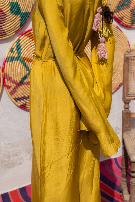 Dalia hand-woven silk dress (honey)