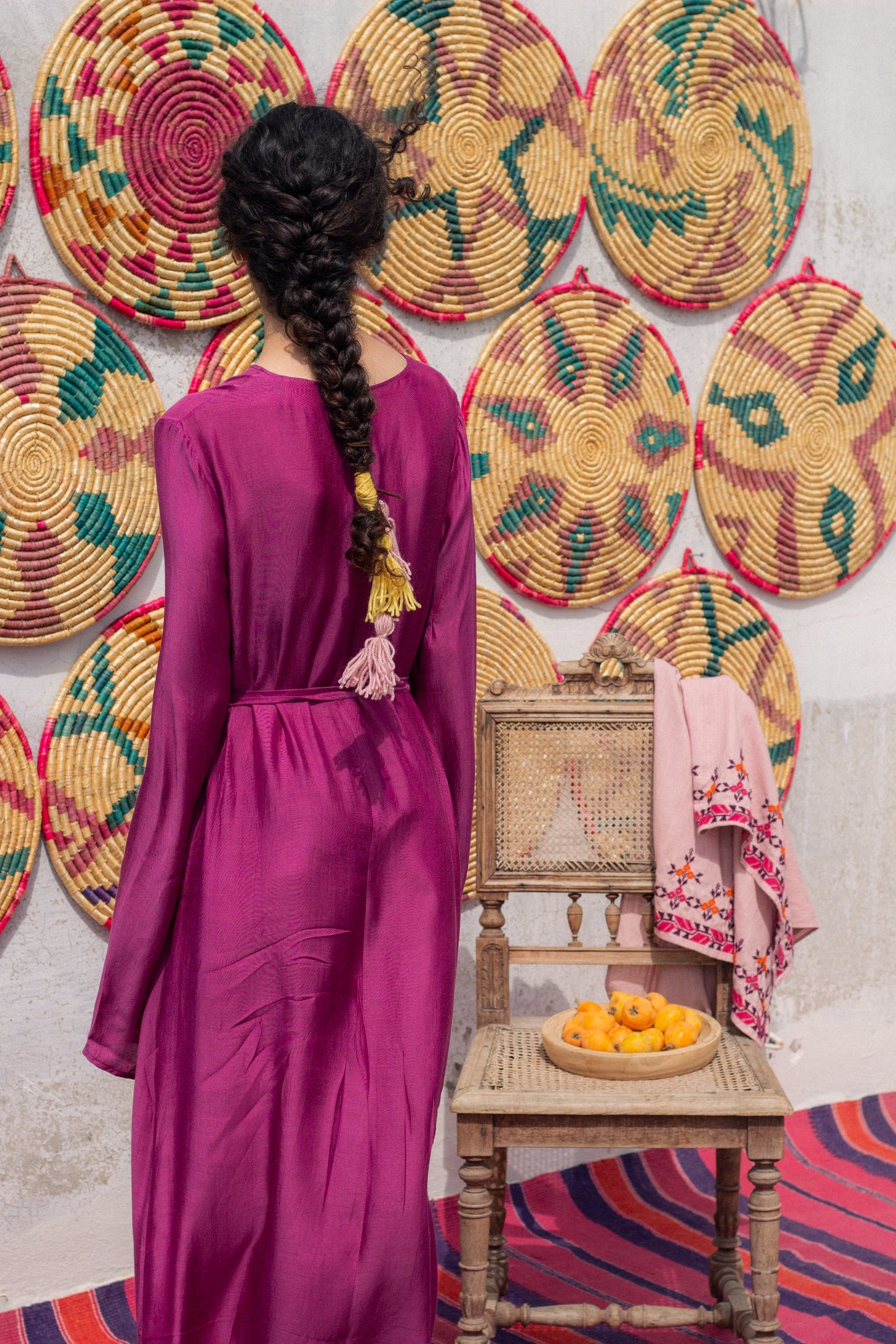Dalia hand-woven silk dress (plum)
