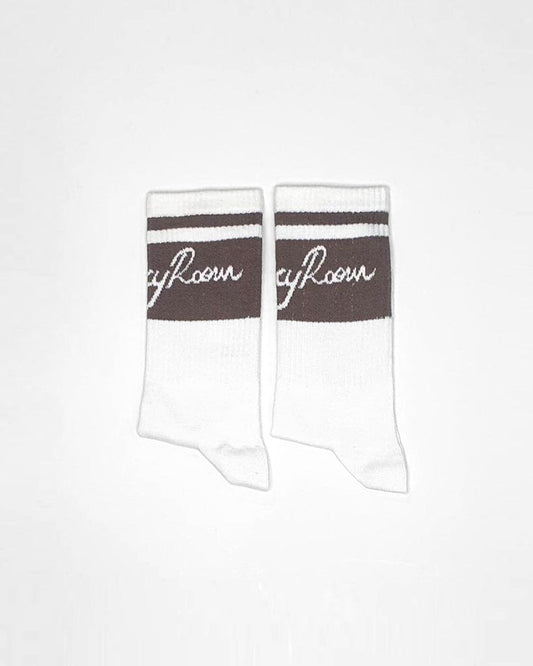 SOCKS 'EMERGENCY ROOM' TAUPE & WHITE