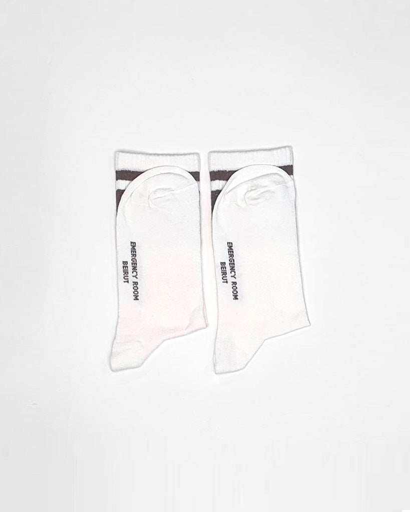 SOCKS 'EMERGENCY ROOM' TAUPE & WHITE